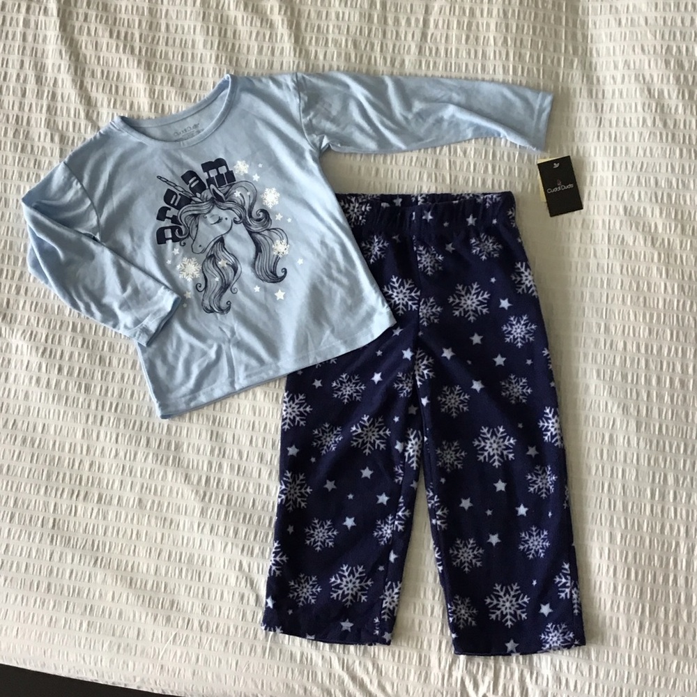 Cuddl Duds Unicorn Pajama Set- Light Blue and Navy